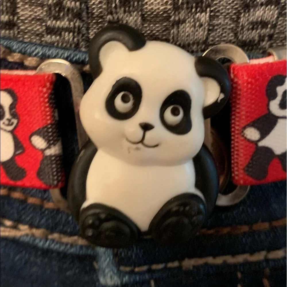 Vintage Avon girls cute stretch red black white panda bear belt